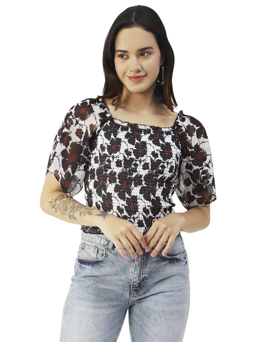 women's crop square neck top