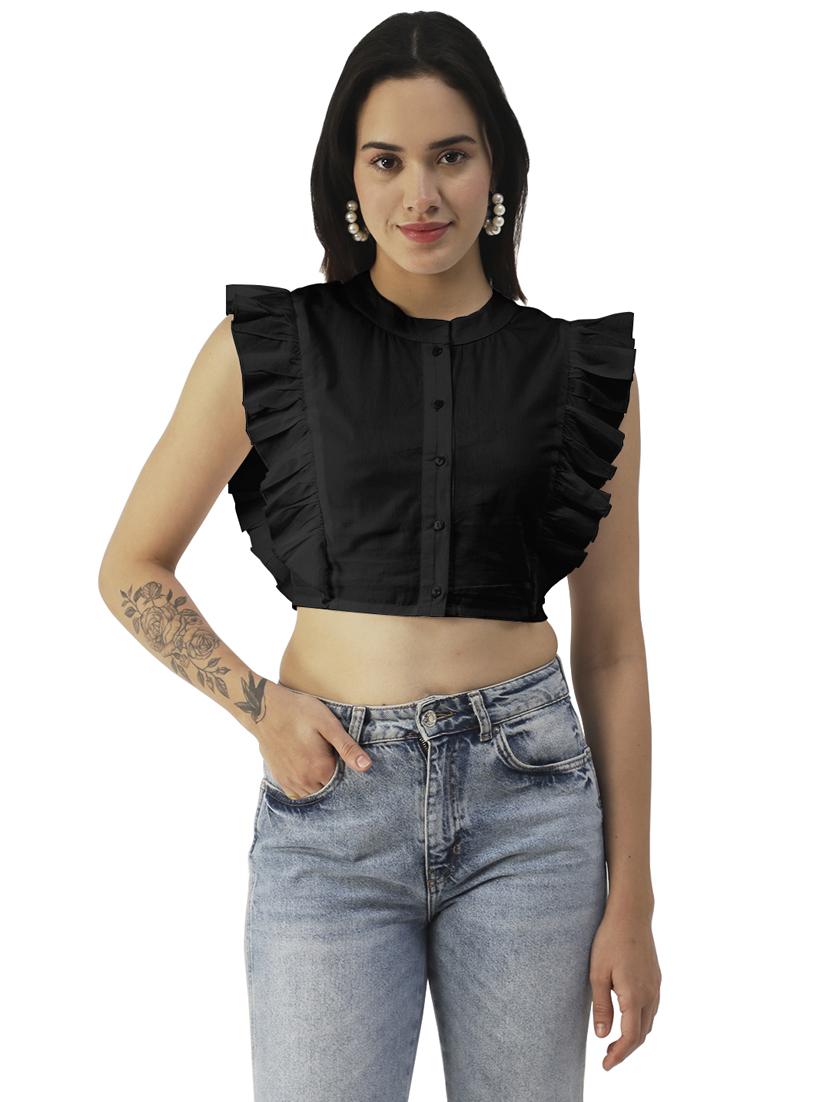 women's crop crew neck top - 20031296 -  Zoom Image - 0