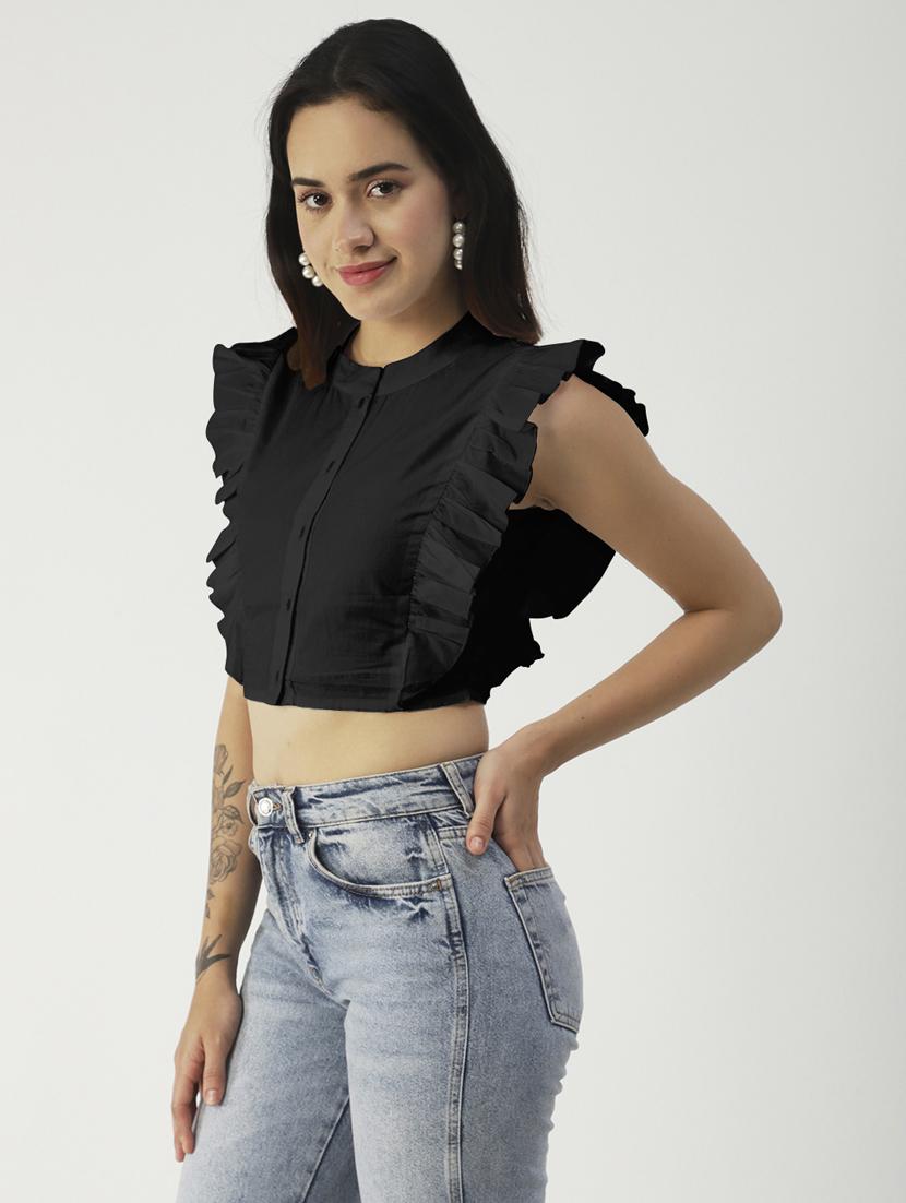 women's crop crew neck top - 20031296 -  Standard Image - 1