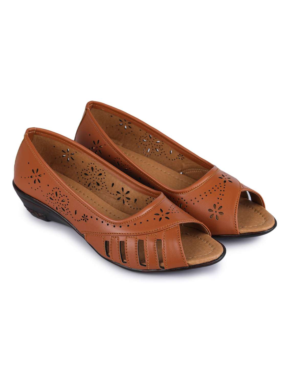 women solid tan slip on ballerina - 20031327 -  Standard Image - 1