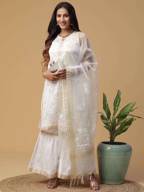 notch neck self design straight kurta - 20031487 -  Standard Image - 0