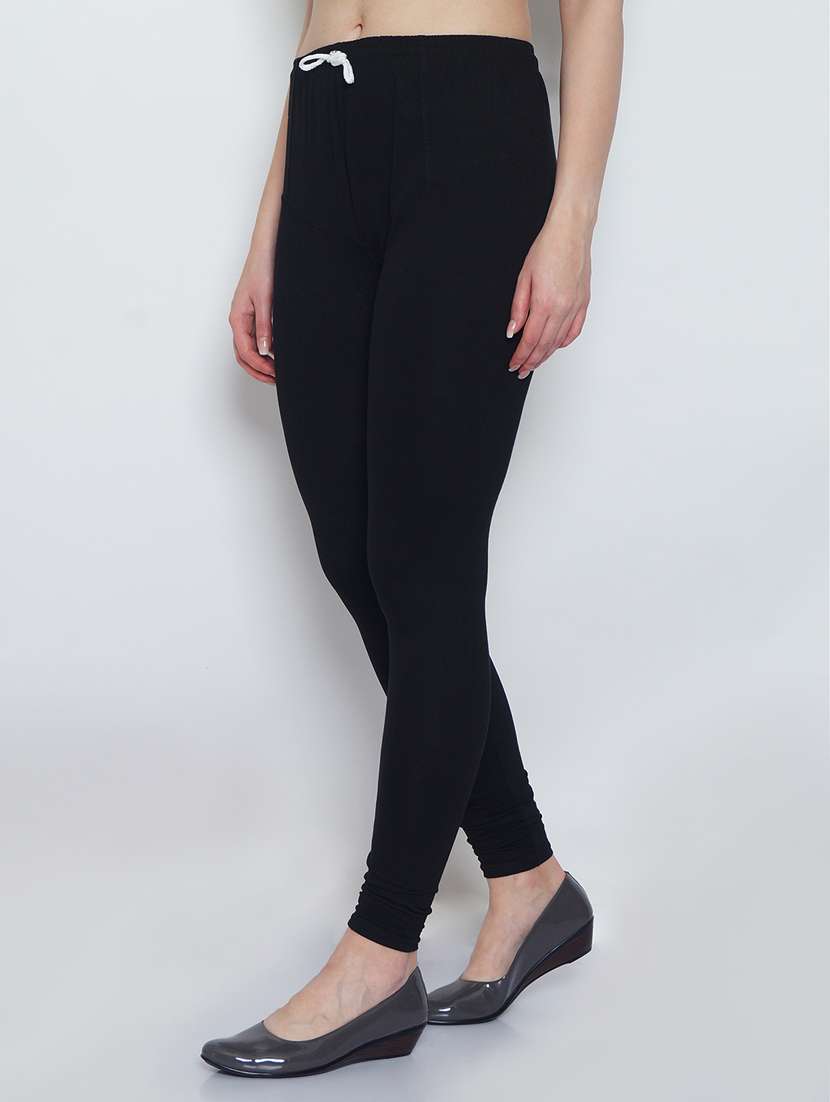 black cotton lycra leggings - 20031632 -  Standard Image - 1