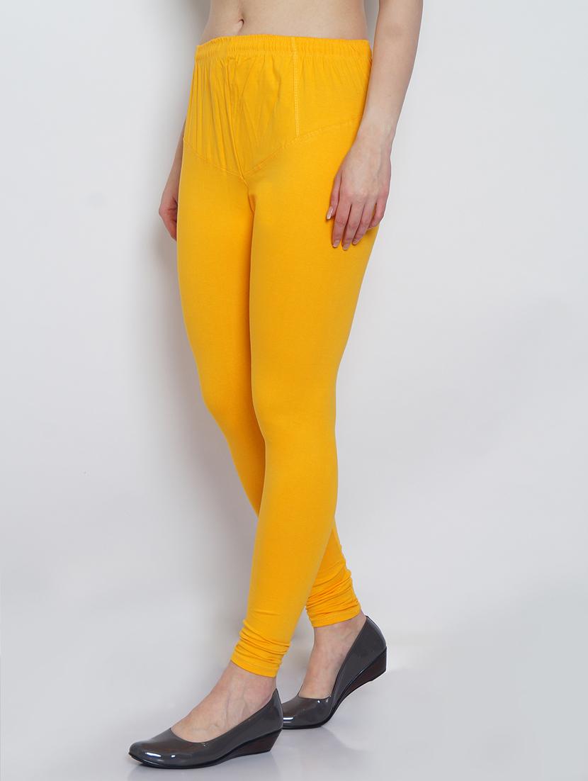 yellow cotton lycra leggings - 20031636 - Standard Image - 1