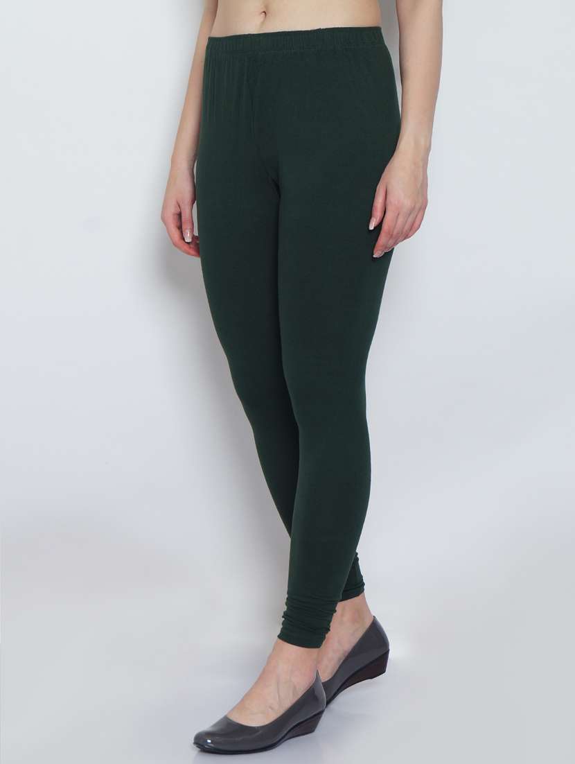 green cotton lycra leggings - 20031639 -  Standard Image - 1