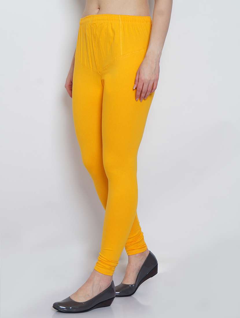 yellow cotton lycra leggings - 20031651 -  Standard Image - 1