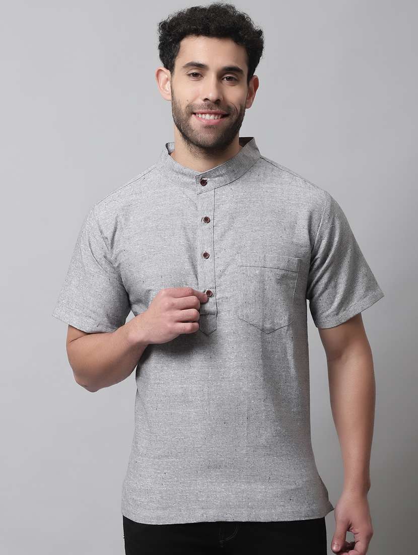 grey cotton short kurta