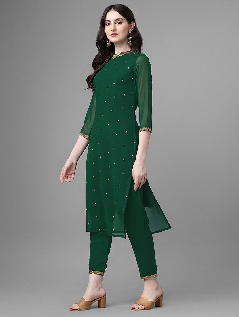 green self design kurta pant set - 20031744 - Standard Image - 1