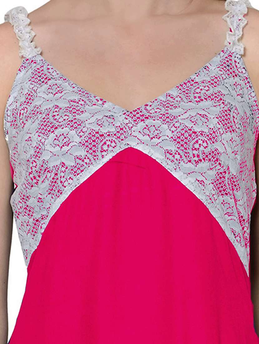 v-neck solid nighty - 20033431 -  Standard Image - 4