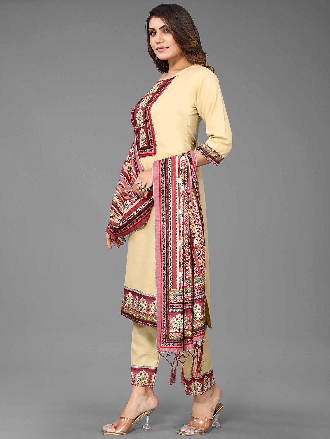printed kurta pant set with dupatta - 20035327 -  Standard Image - 1