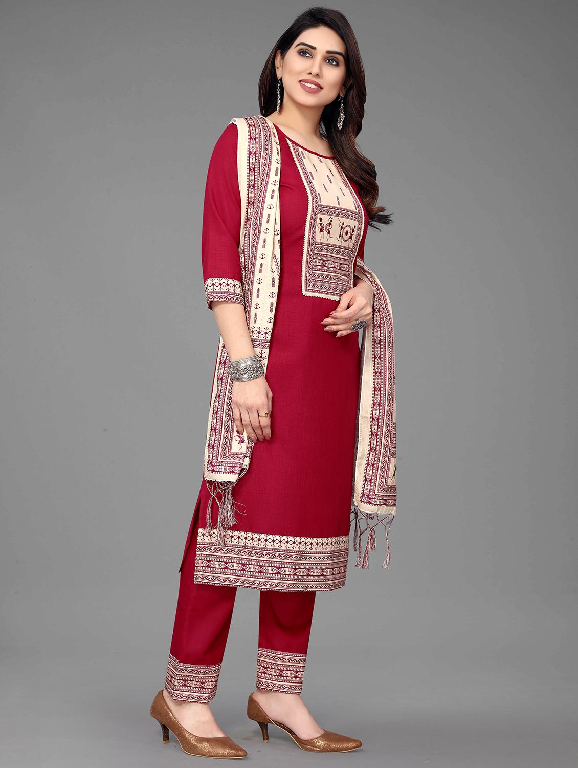 printed kurta pant set with dupatta - 20035331 - Standard Image - 1