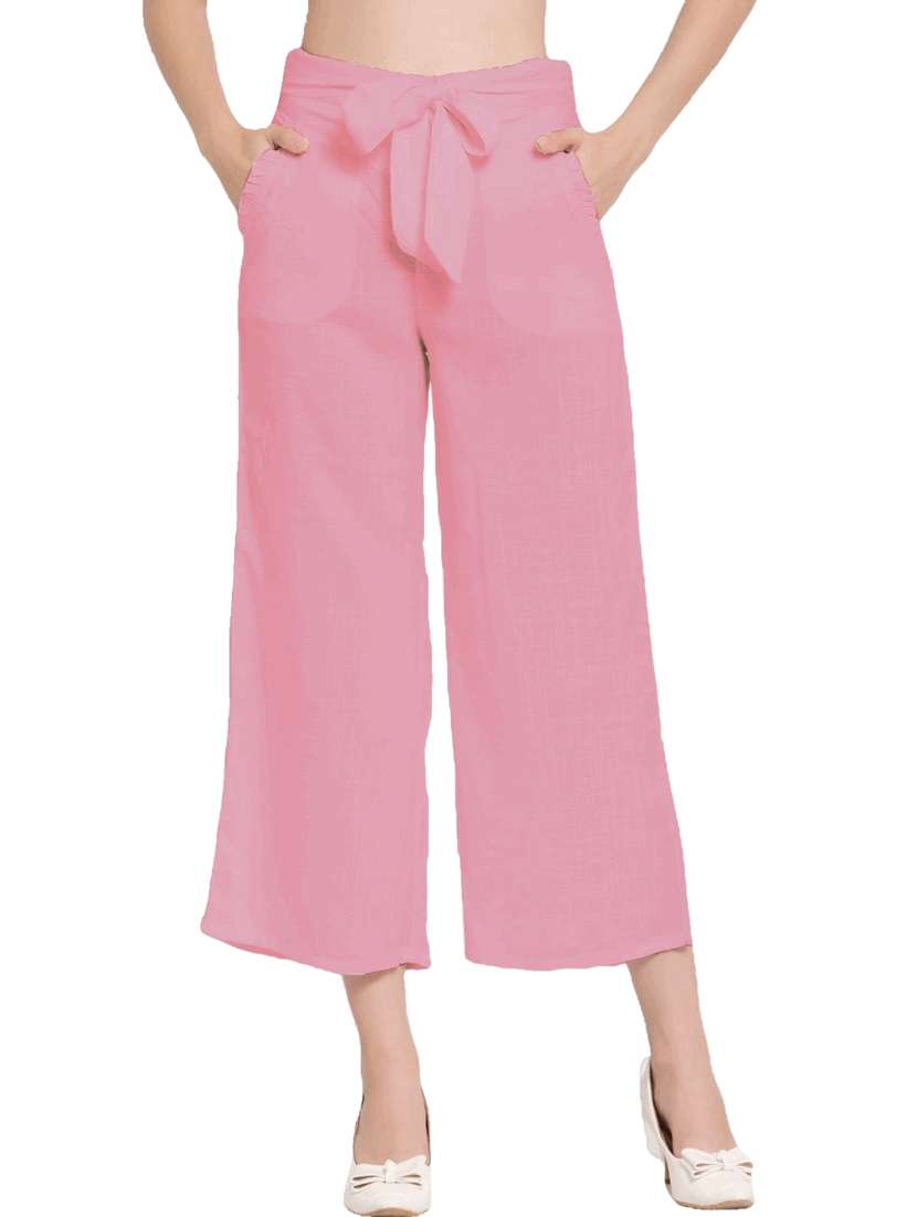 solid mid rise tie capri pant