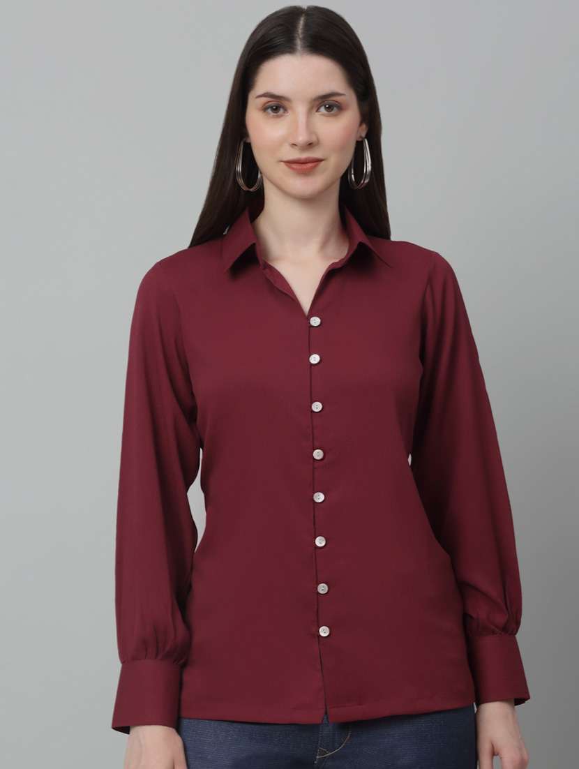 maroon polyester straight shirt