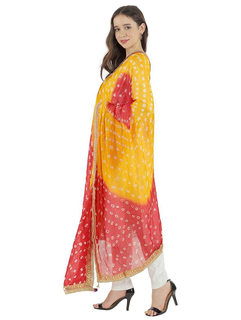 gota attached bandhani dupatta  - 20038371 -  Standard Image - 1