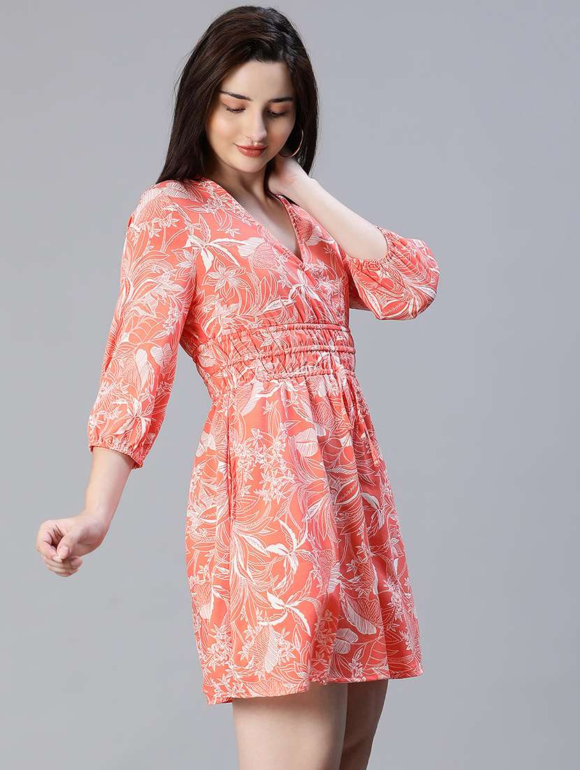 women's fit & flare leaf print dress - 20038643 -  Standard Image - 1