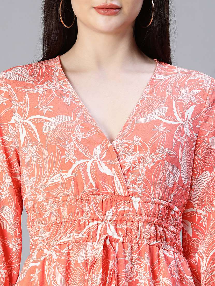 women's fit & flare leaf print dress - 20038643 -  Standard Image - 4