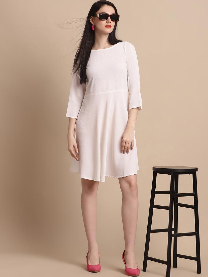 women's fit & flare solid dress - 20038861 - Standard Image - 4