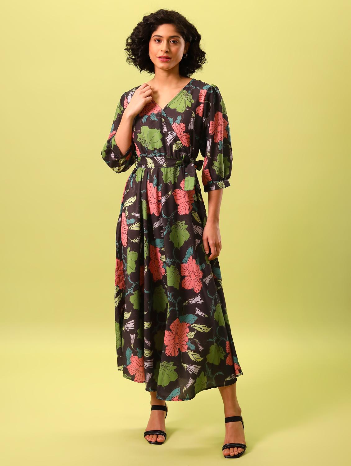 women's fit & flare floral dress - 20038865 -  Zoom Image - 0