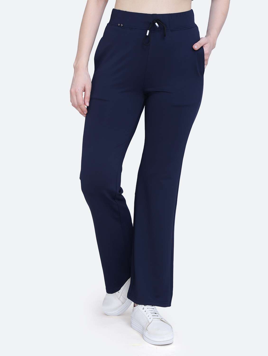 high rise full length solid track pant