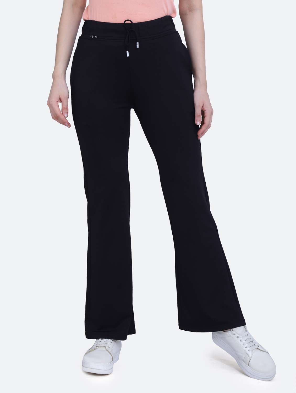 high rise full length solid track pant