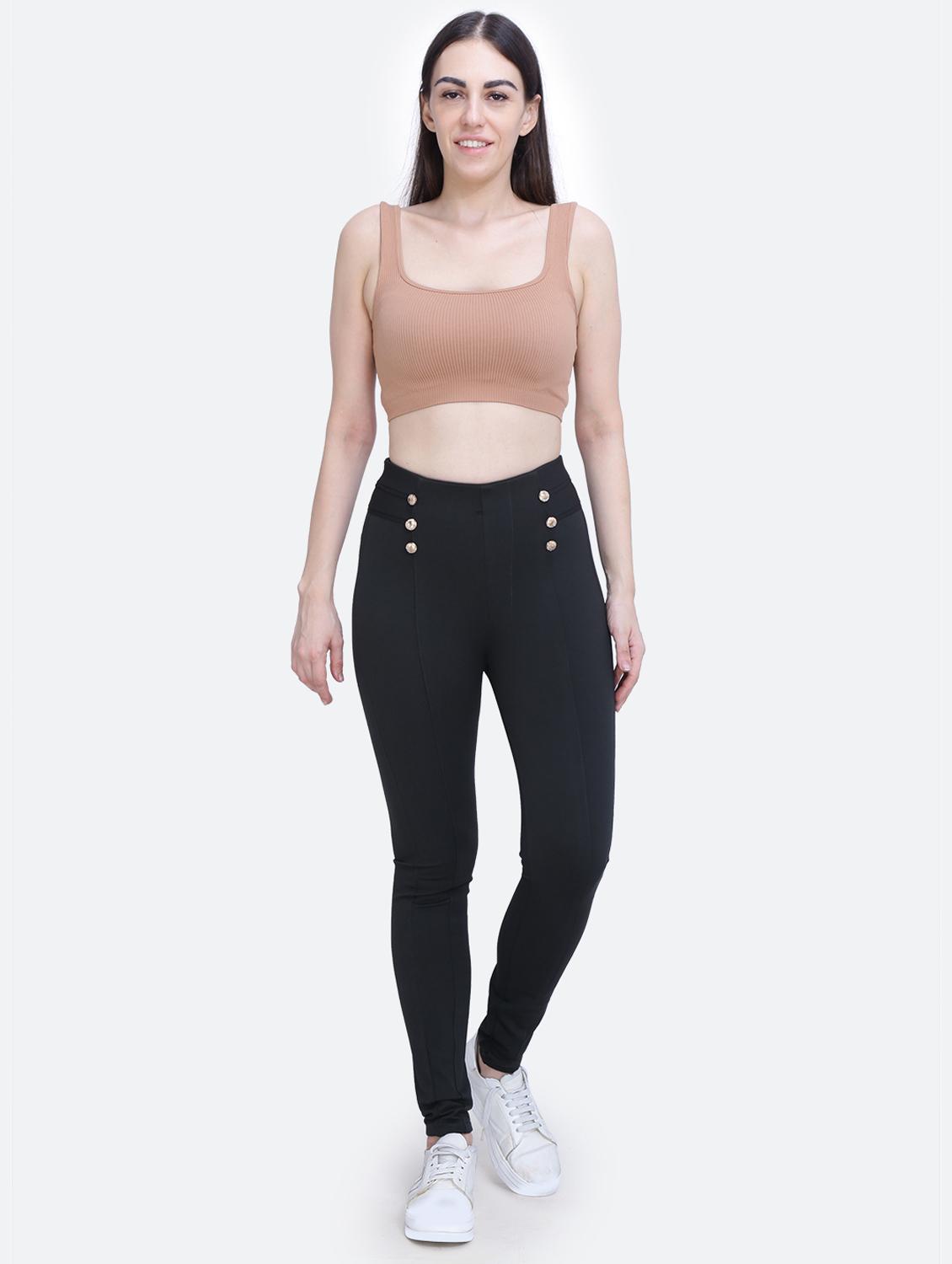 high rise full length solid jeggings - 20039155 - Standard Image - 4