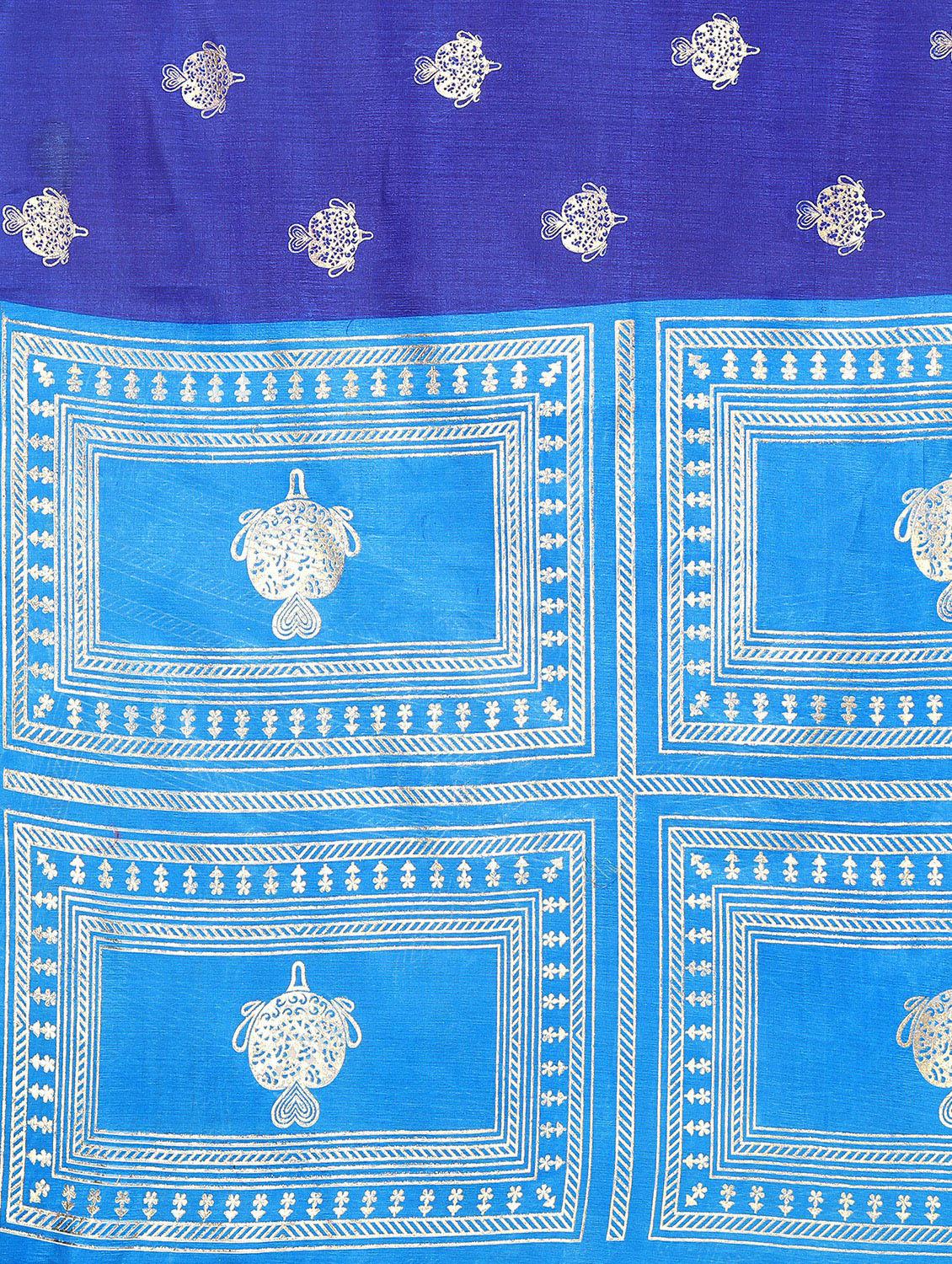 women's foil print blue colored saree - 20039253 - Standard Image - 4
