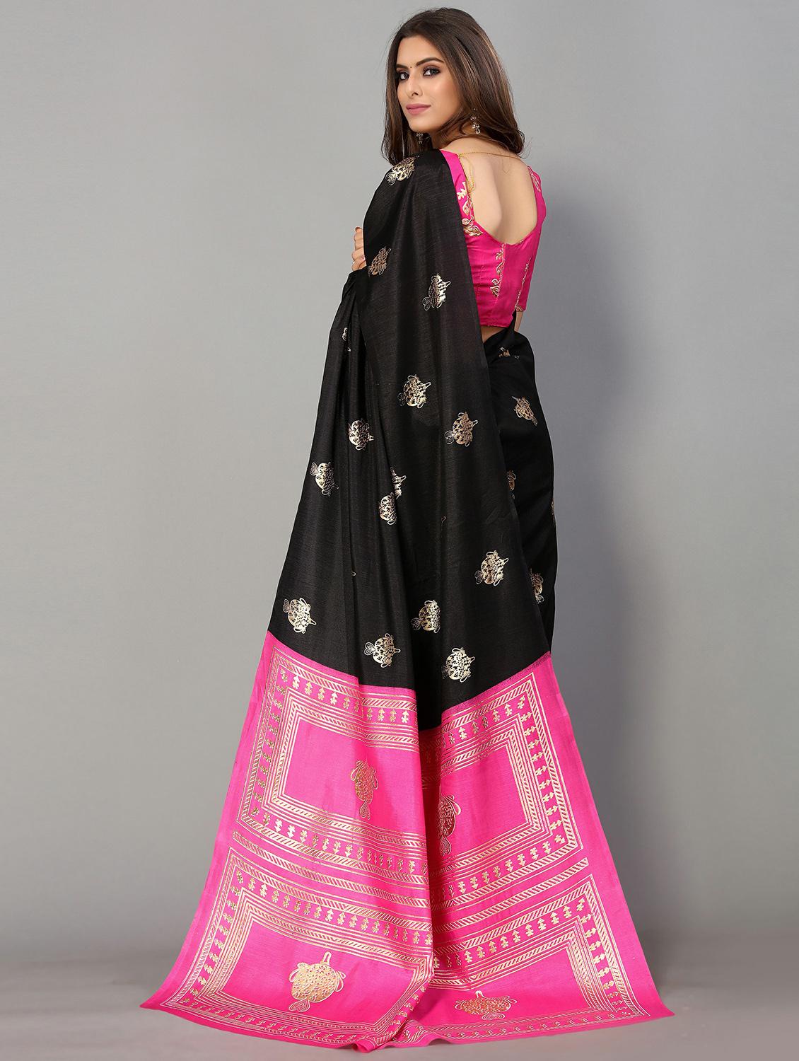 black silk blend mysore saree with blouse - 20039255 -  Standard Image - 1