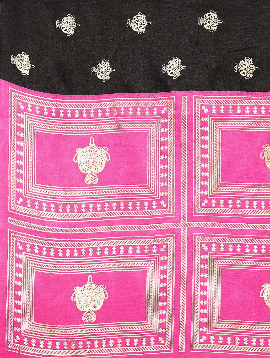 black silk blend mysore saree with blouse - 20039255 - Standard Image - 4
