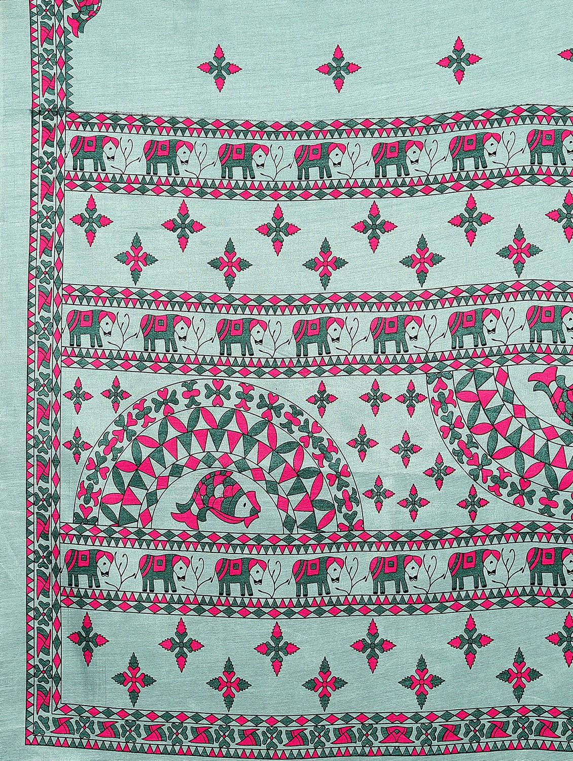 turquoise silk blend mysore saree - 20039257 - Standard Image - 4