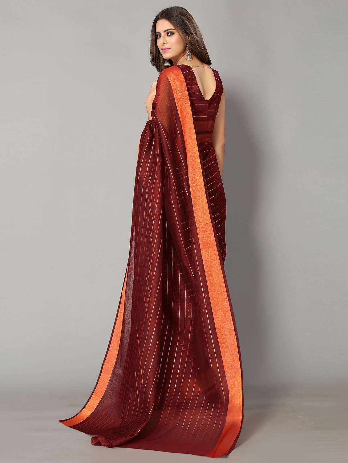 maroon cotton handloom saree with blouse - 20039273 -  Standard Image - 1