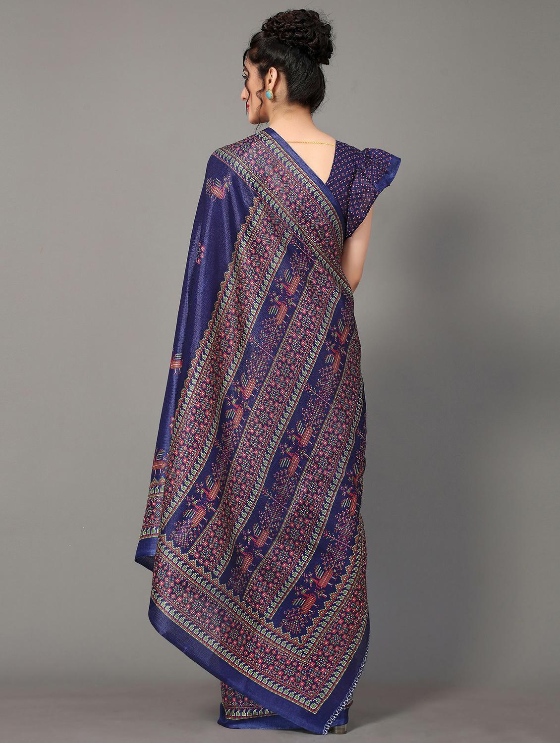 blue silk blend mysore saree with blouse - 20039278 - Standard Image - 1