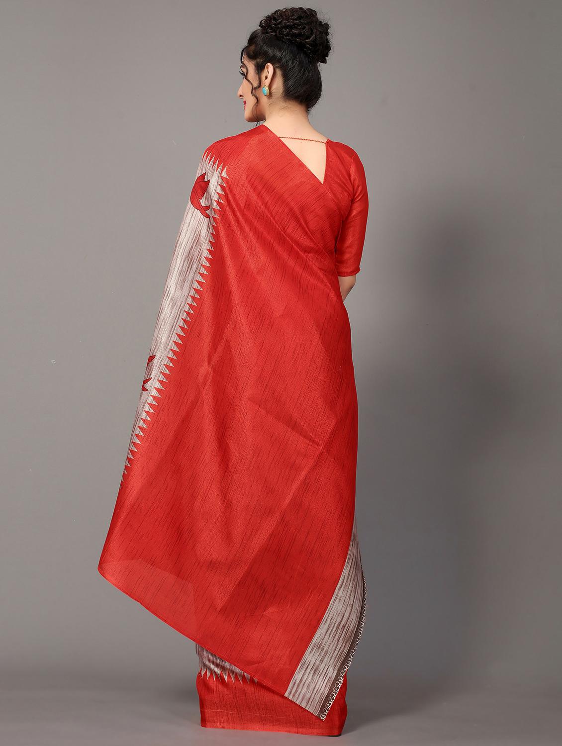 red silk blend mysore saree with blouse - 20039286 -  Standard Image - 1