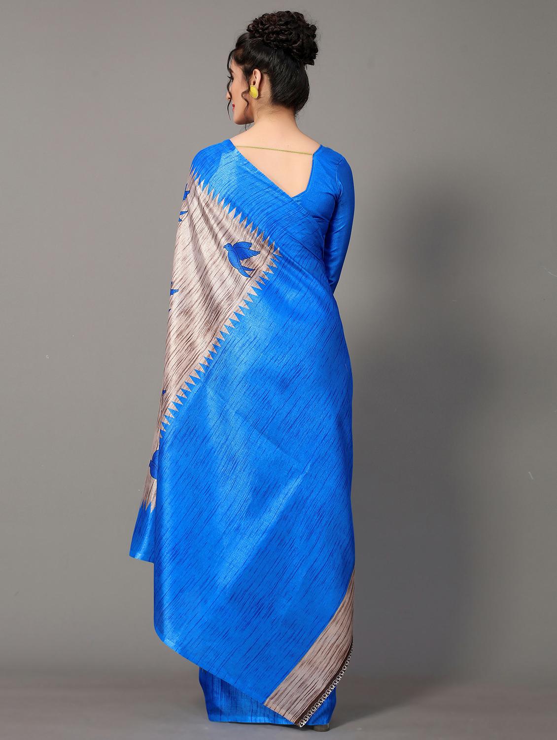 blue silk blend mysore saree - 20039291 - Standard Image - 1