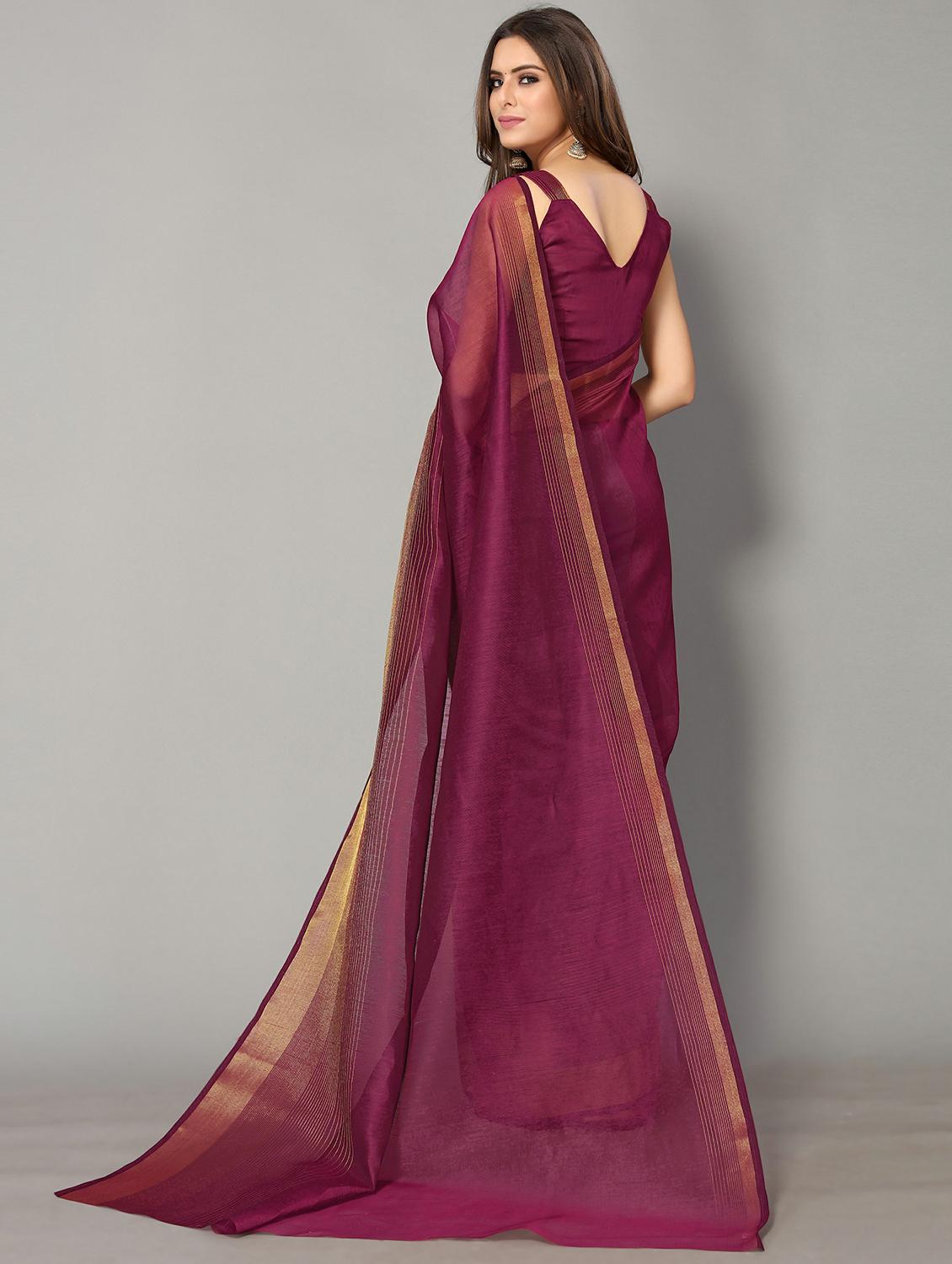 purple cotton handloom saree - 20039292 - Standard Image - 1