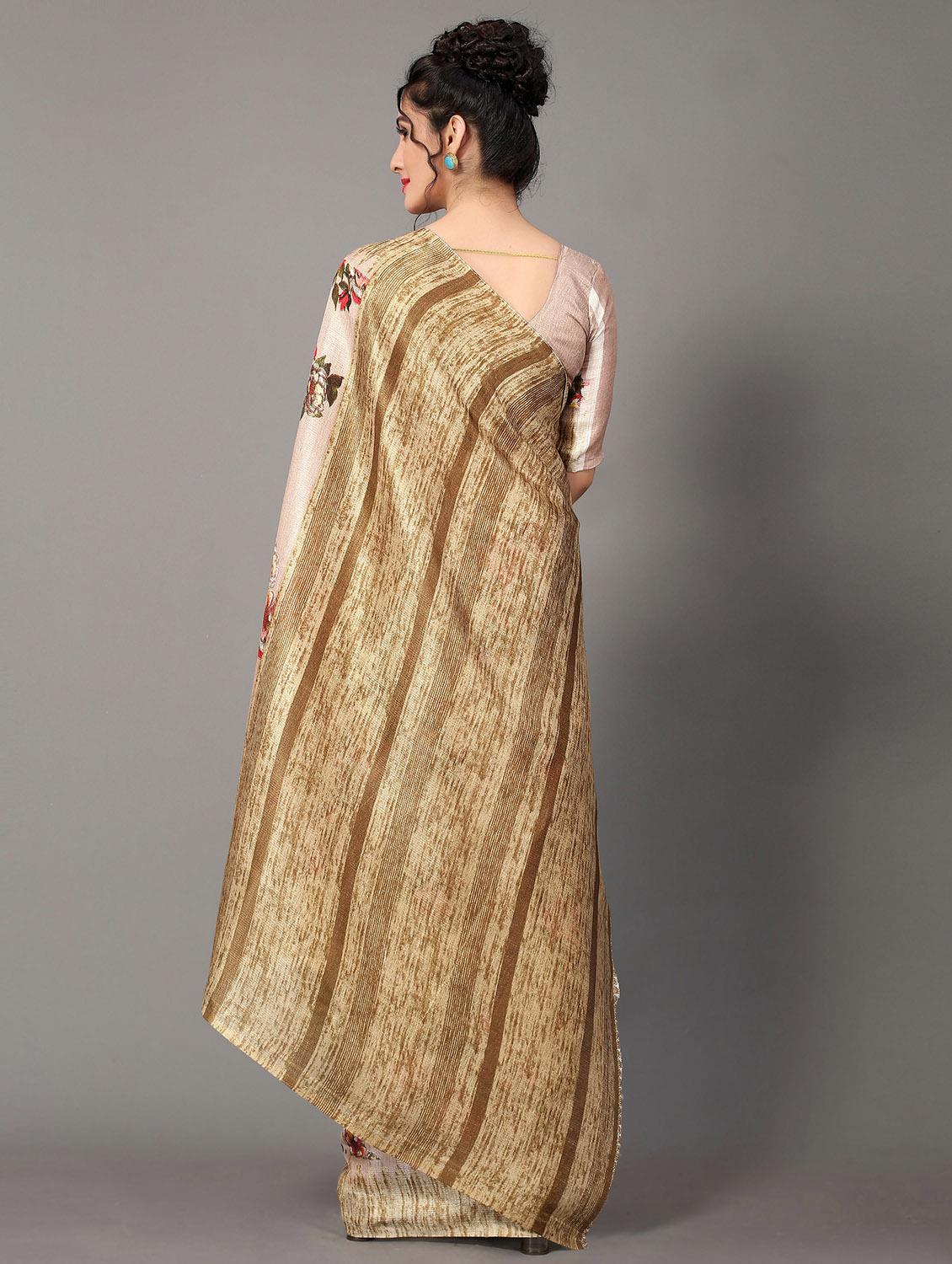 beige silk blend mysore saree with blouse - 20039307 -  Standard Image - 1
