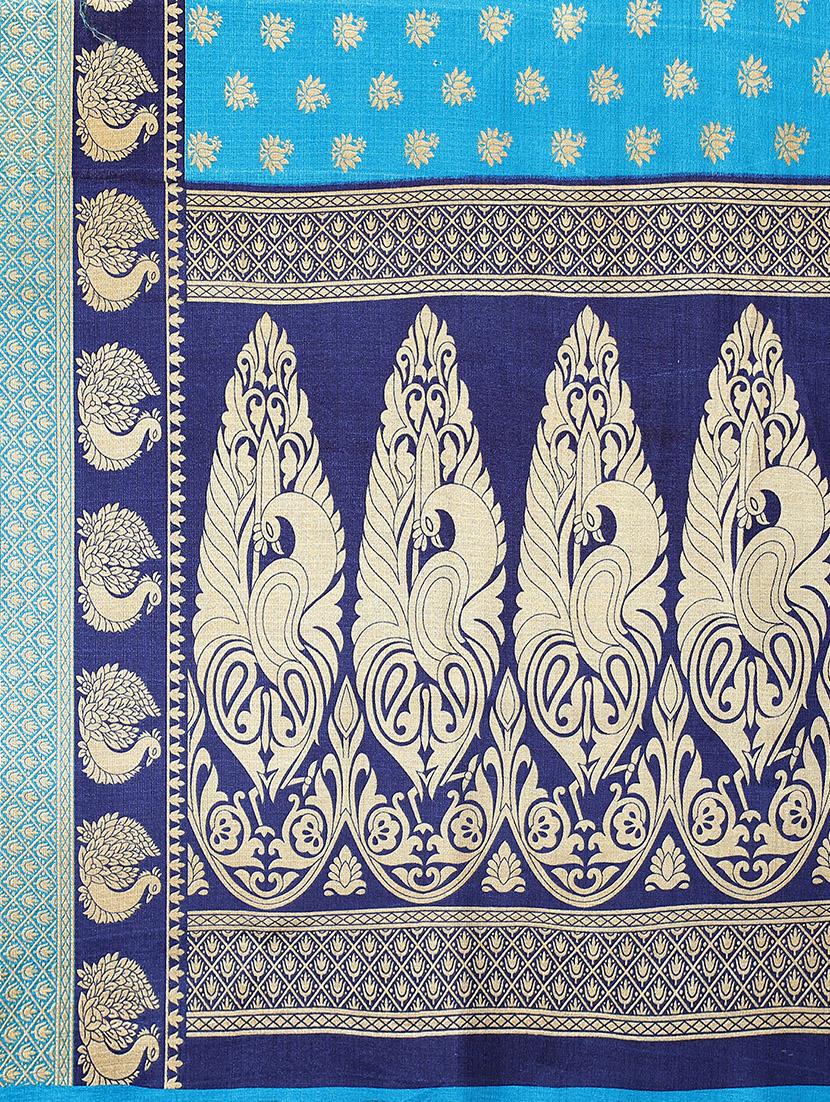 sky blue silk blend mysore saree with blouse - 20039311 - Standard Image - 4
