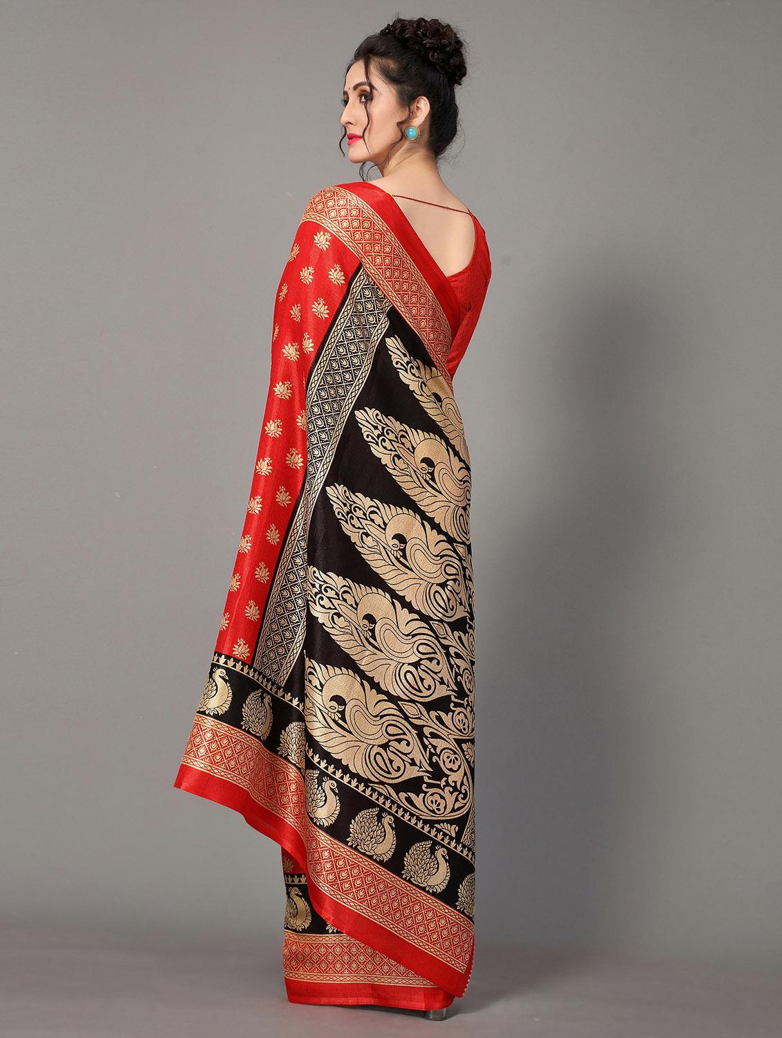 red silk blend mysore saree - 20039314 - Standard Image - 1