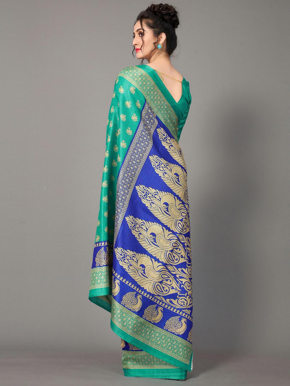 green silk blend mysore saree - 20039318 - Standard Image - 1