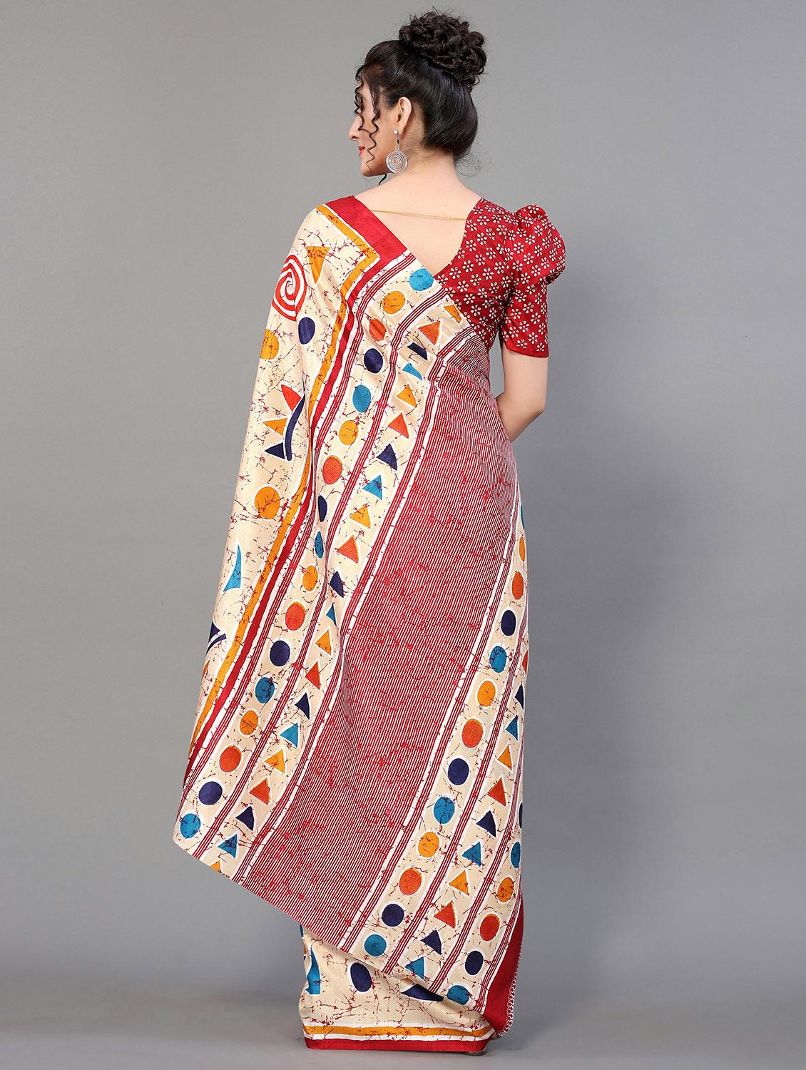 red silk blend mysore saree with blouse - 20039327 - Standard Image - 1