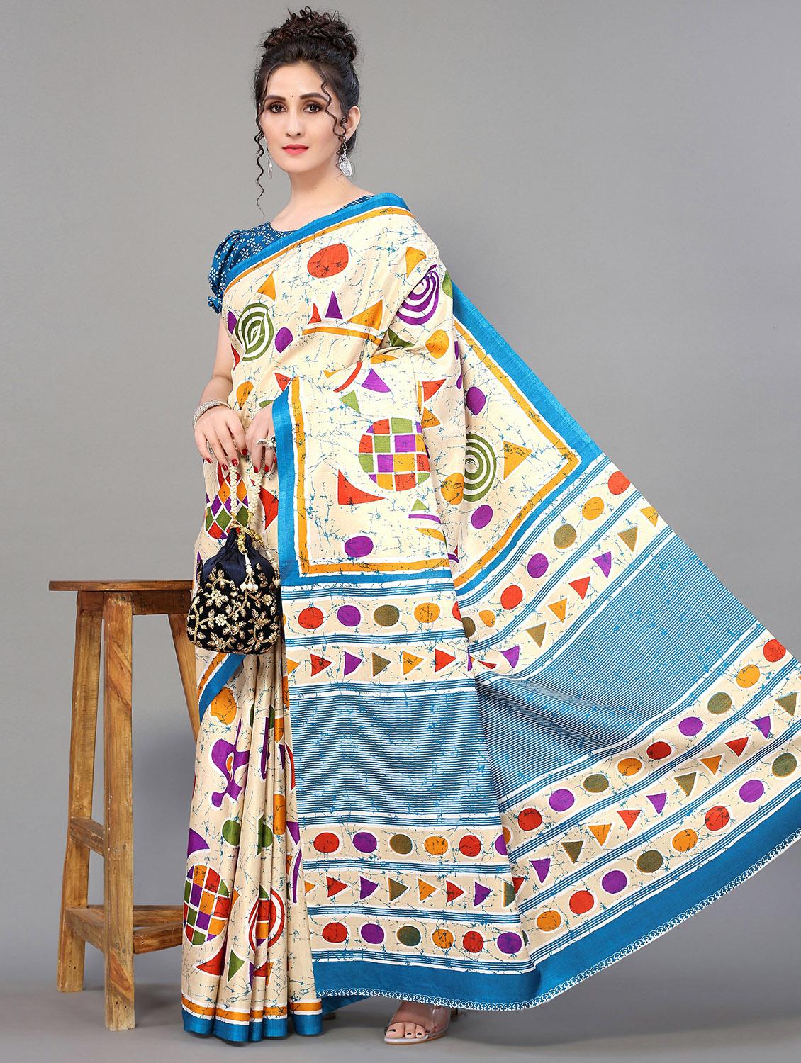 blue silk blend mysore saree with blouse - 20039331 - Standard Image - 1