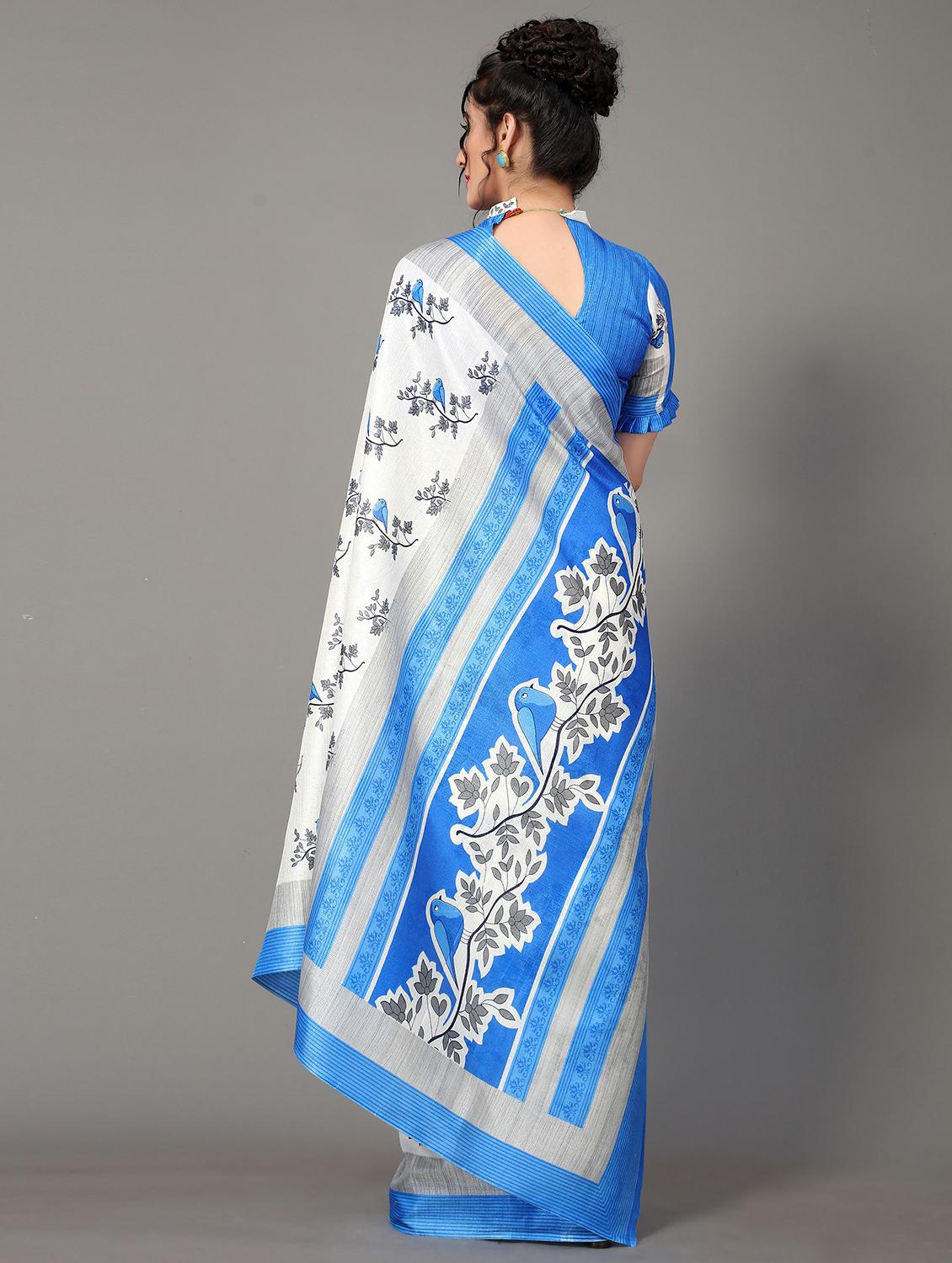 blue silk blend mysore saree with blouse - 20039337 - Standard Image - 1