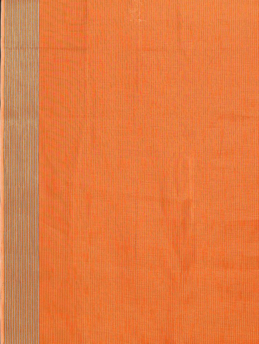 orange cotton handloom saree - 20039338 - Standard Image - 4