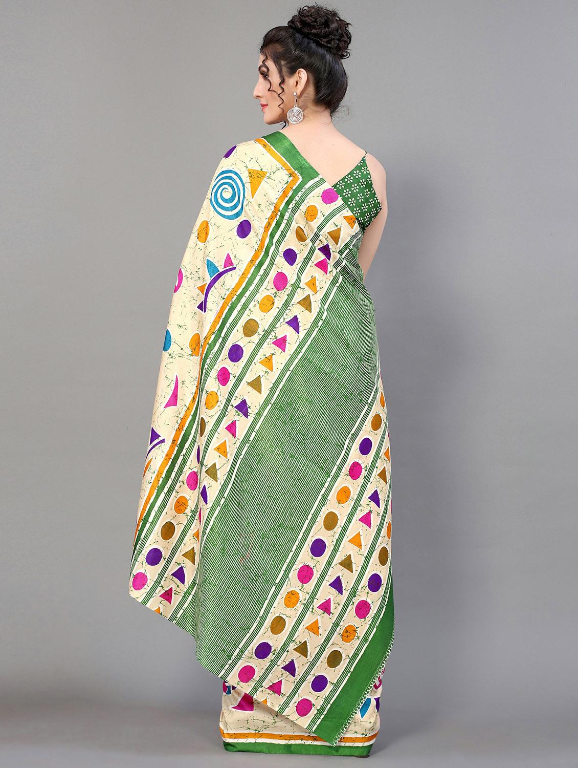 green silk blend mysore saree with blouse - 20039339 -  Standard Image - 1