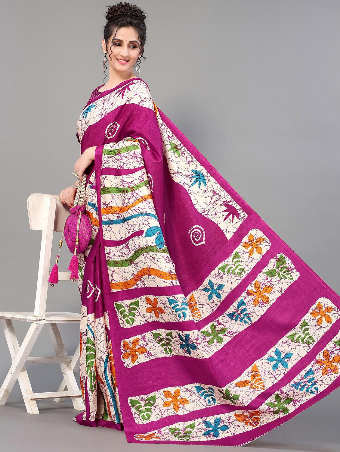 purple silk blend mysore saree - 20039344 - Standard Image - 1