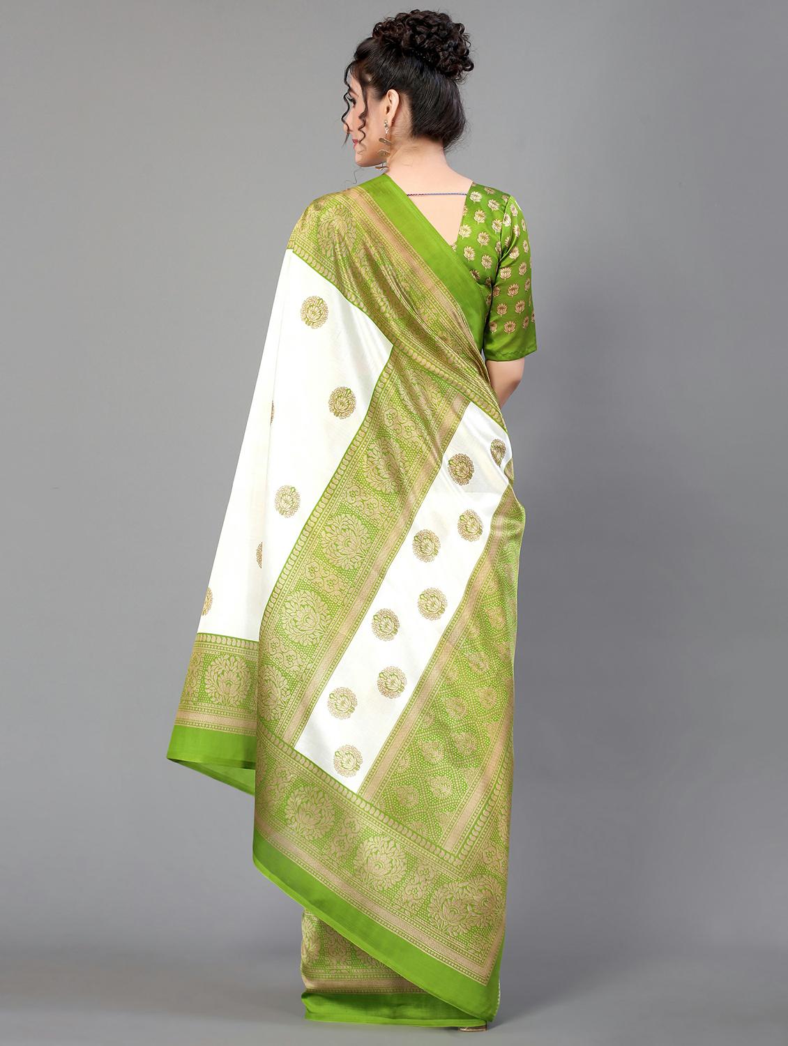 white mysore silk saree with blouse - 20039349 - Standard Image - 1