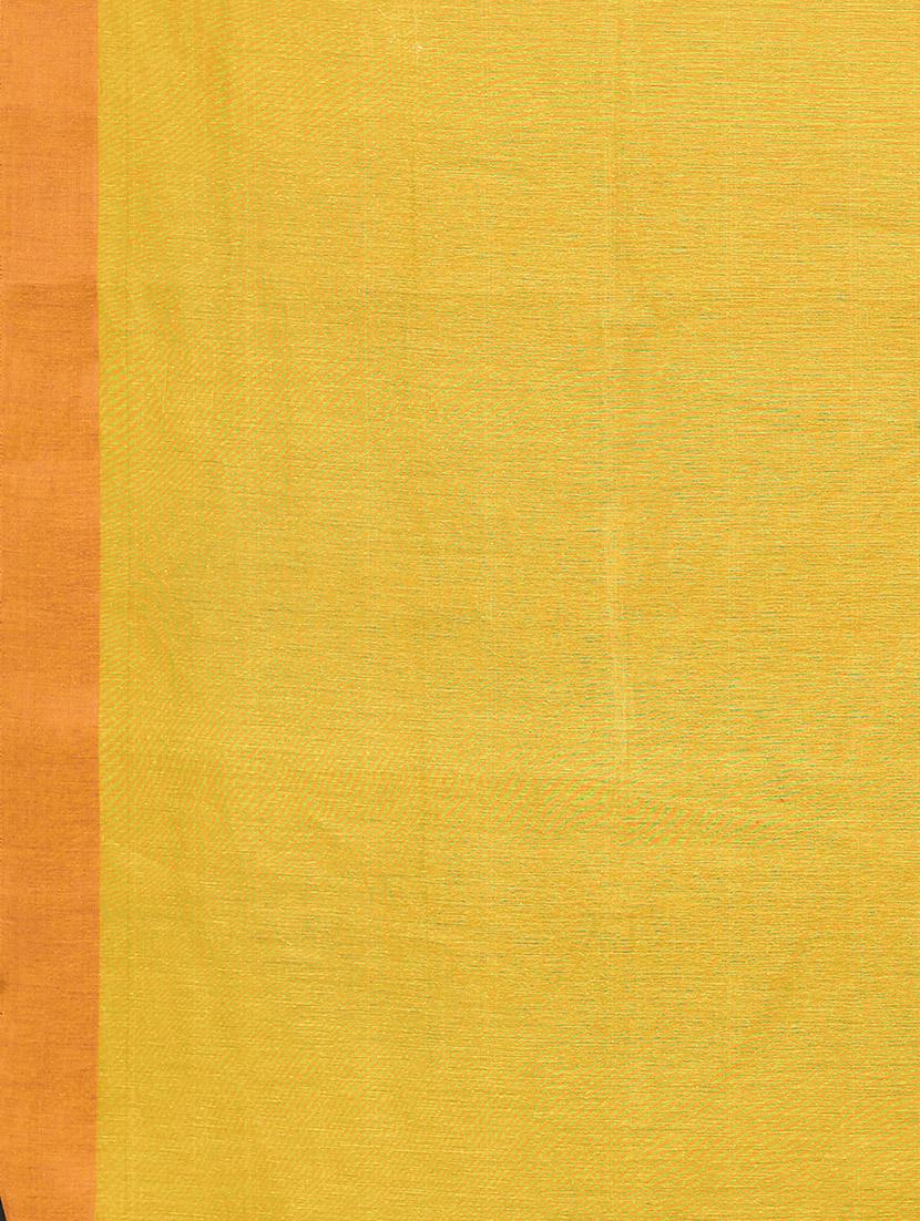 yellow cotton handloom saree with blouse - 20039353 - Standard Image - 4