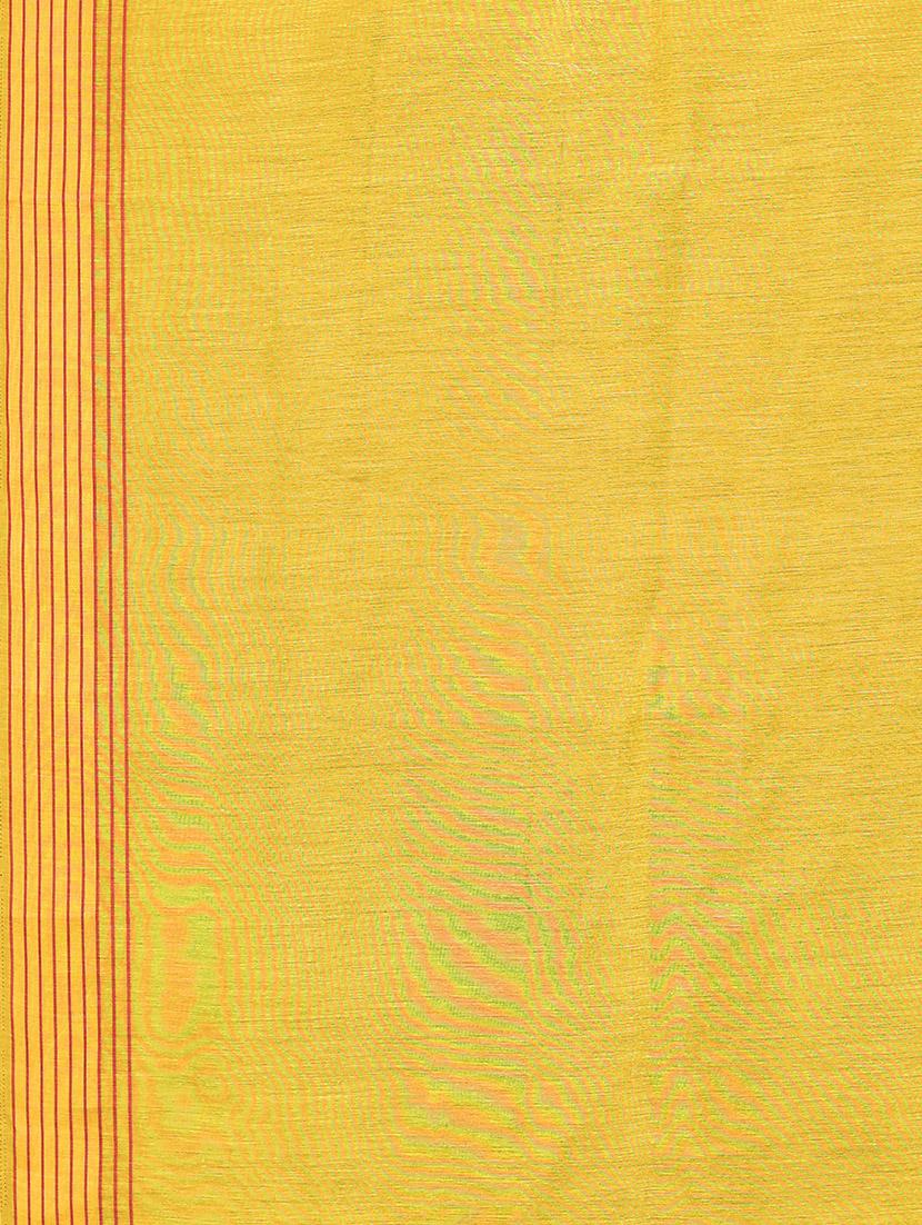 yellow cotton handloom saree with blouse - 20039362 - Standard Image - 4