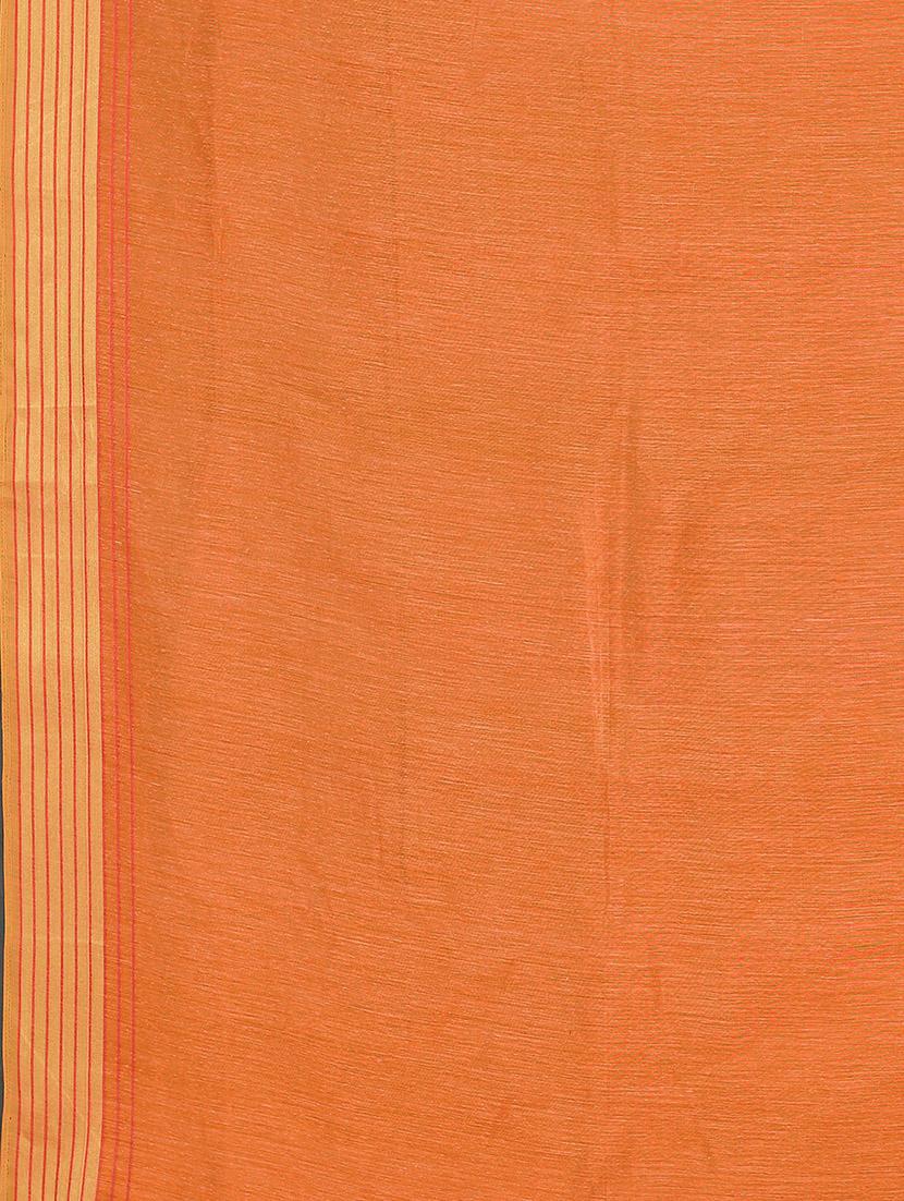 orange cotton handloom saree with blouse - 20039369 - Standard Image - 4