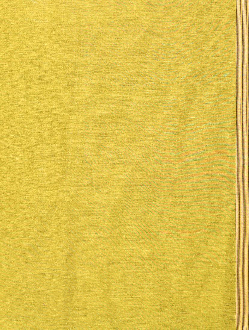 yellow cotton handloom saree with blouse - 20039380 - Standard Image - 4