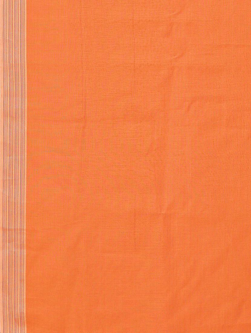 orange cotton handloom saree with blouse - 20039386 - Standard Image - 4