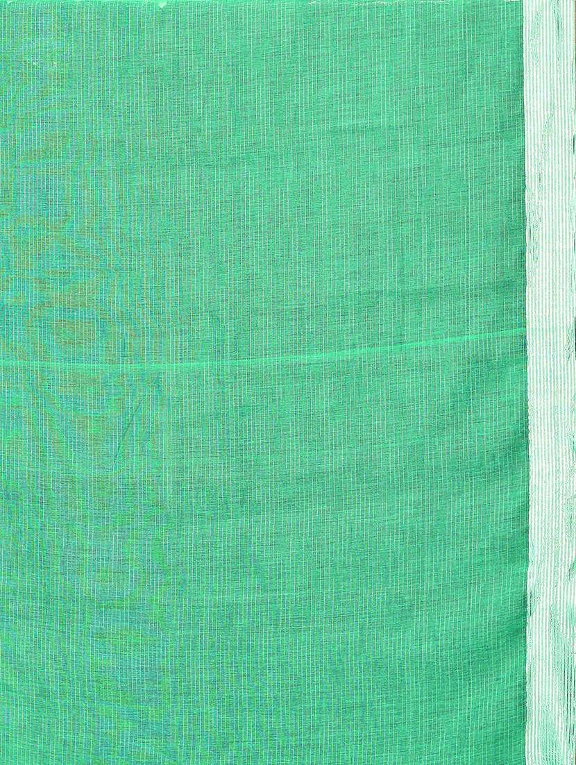 turquoise cotton handloom saree with blouse - 20039395 -  Standard Image - 4